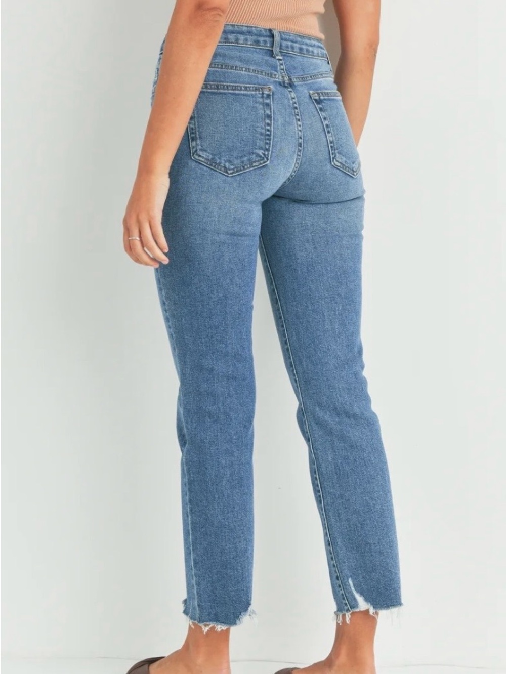 Just Black Denim Vintage Straight Leg Jeans — Size 31 — Frayed Hem 27” Inseam - Picture 4 of 14